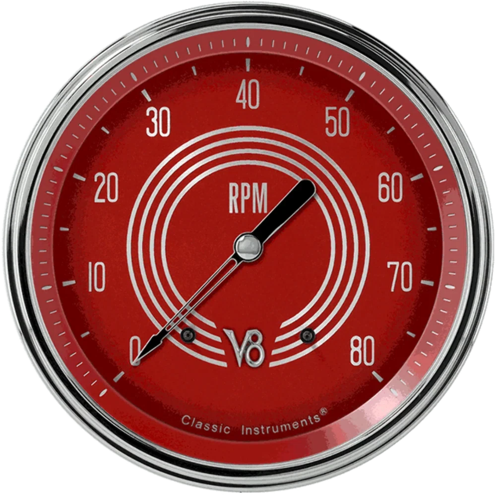 V8 Red Steelie 4 5_8_ Tachometer V8RS71SLC